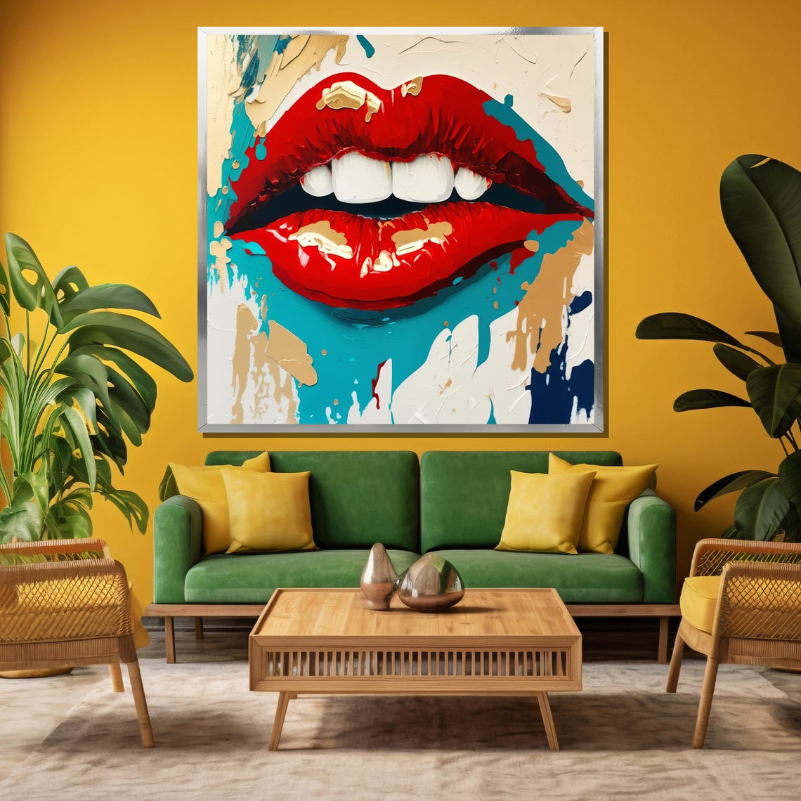 Bold Red Lips, Modern Pop Art Decor - Image 3