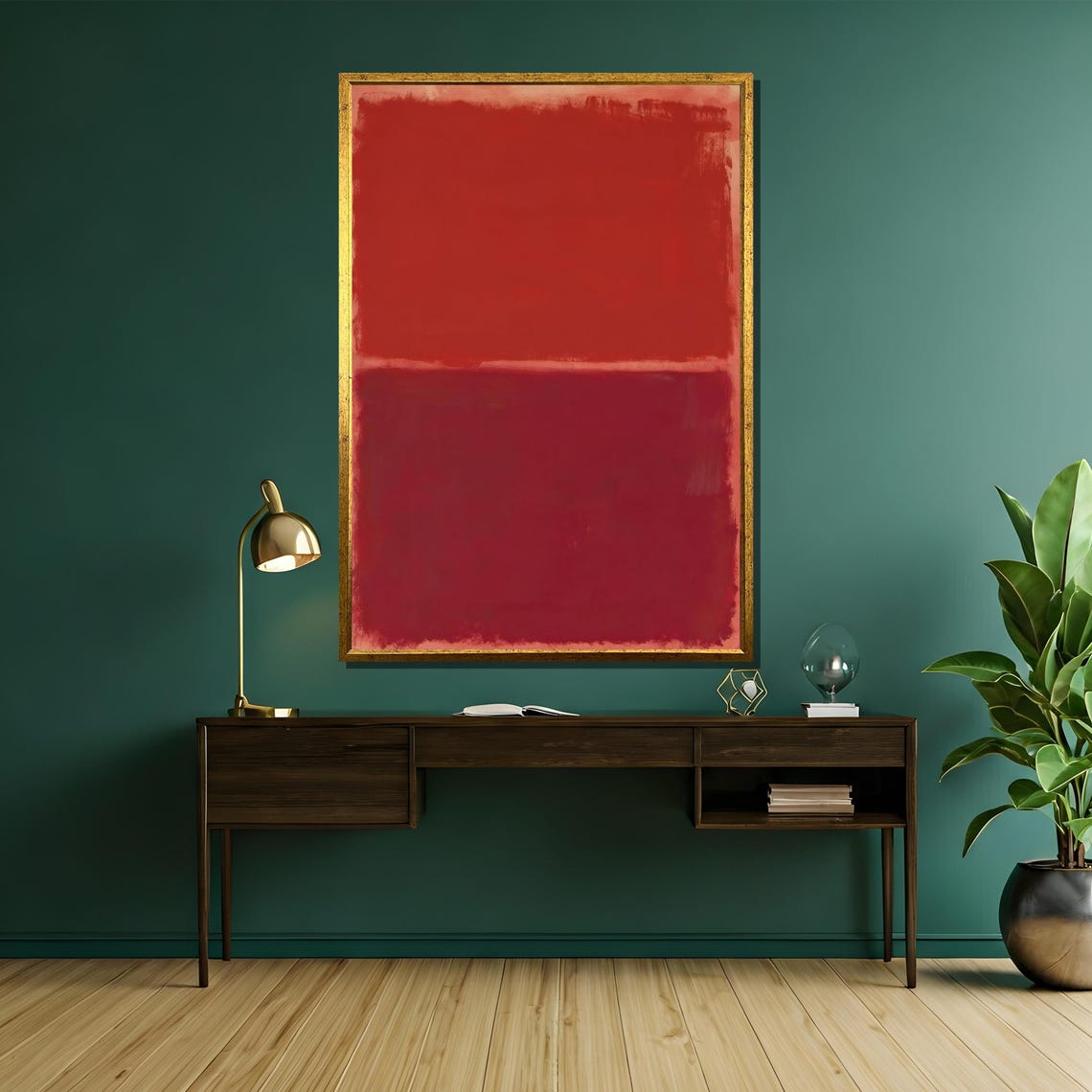 Vibrant Red Mark Rothko Painting Bold Abstract Art Gift For Modern And Elegant Home Decor - Image 5