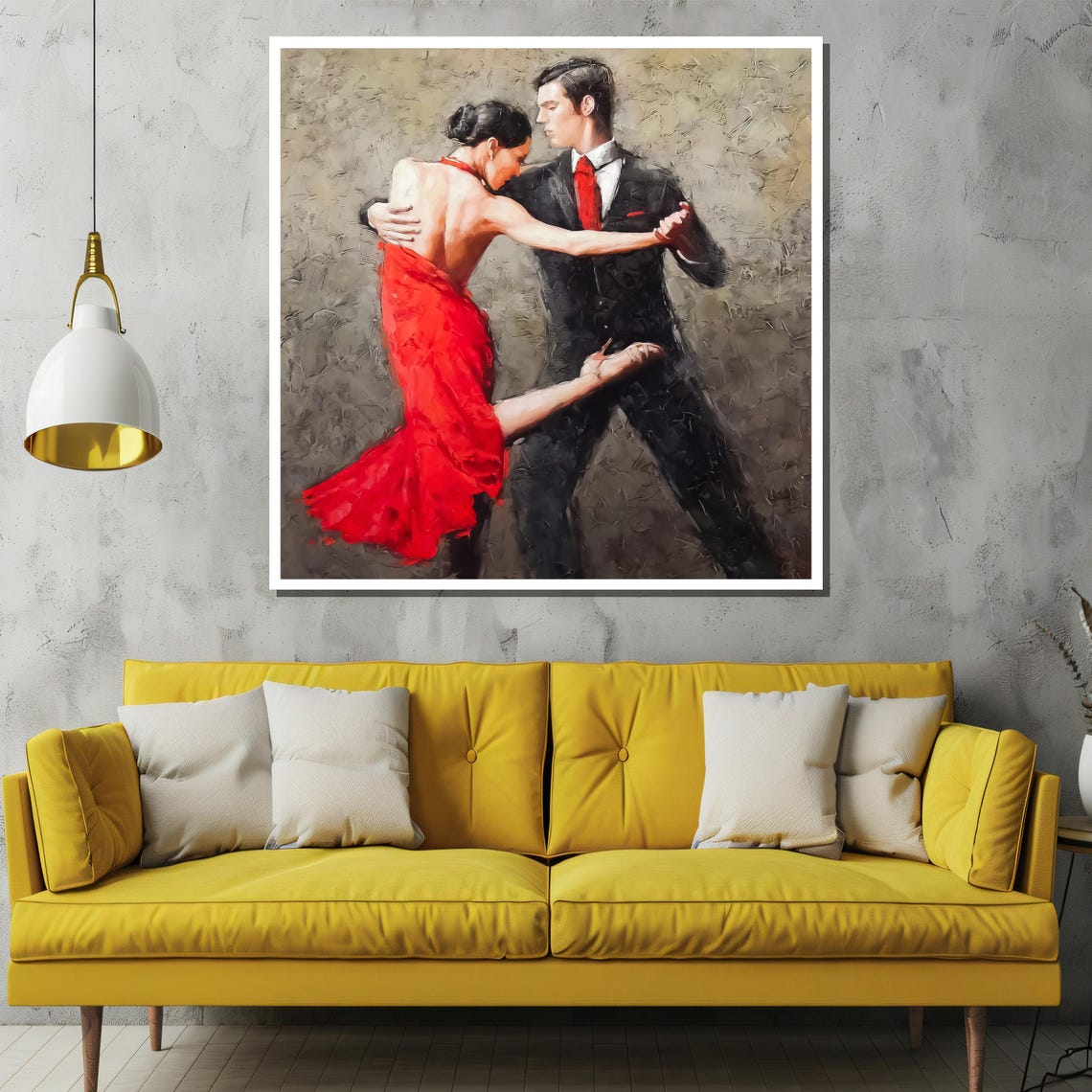 Tango Couple in Red Dress and Black Suit Dramatic Art Poster - Image 2