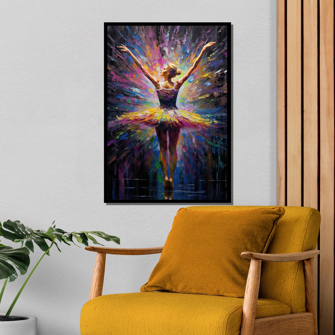 Ballerina from Behind with Rainbow Impasto Tutu Joyful Art Poster - Image 4