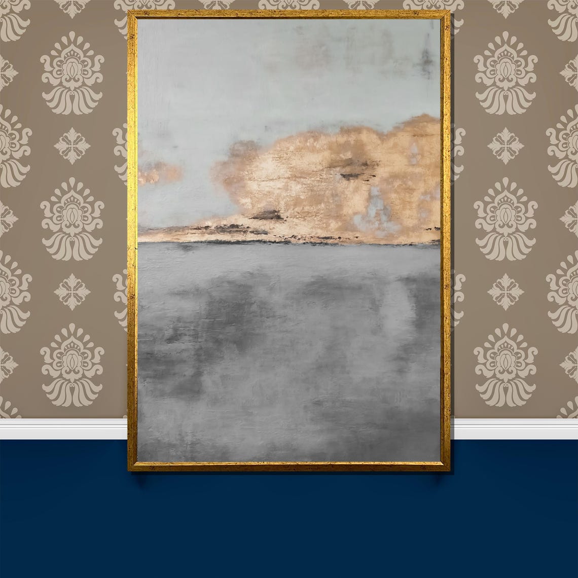 Silver Gray and Gold Abstract Cloud Reflection Modern Poster