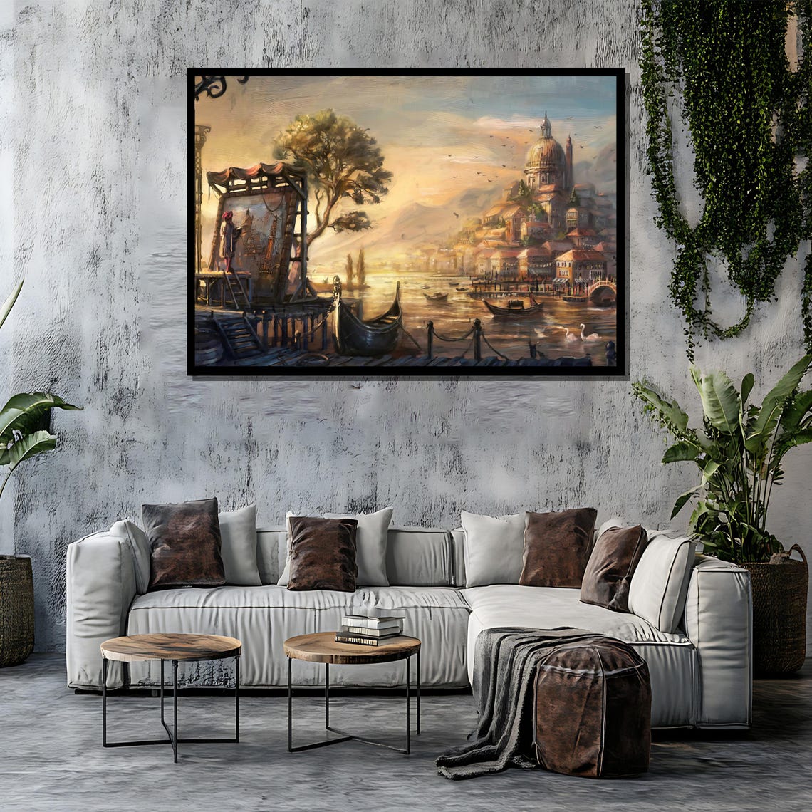 Venetian Sunset Painting Romantic Gondolas And Architecture Unique Gift For Elegant Home Decor And Art Lovers - Image 4