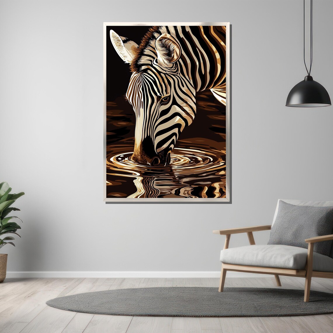 Zebra Modern Wildlife Art Print, Black and White - Image 3