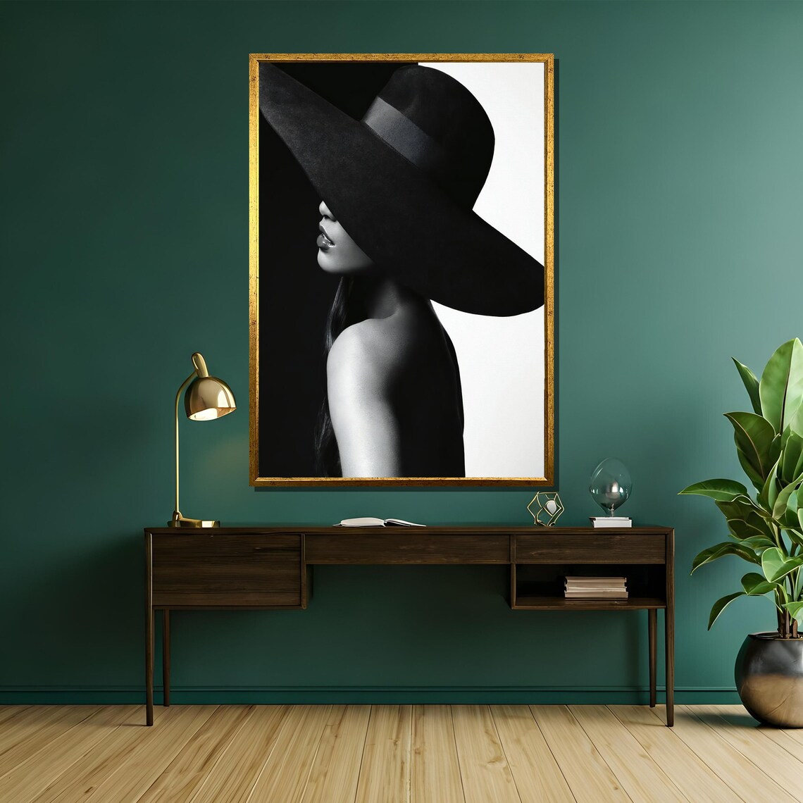 Mysterious Woman In Black Hat Black And White Fashion Art Poster - Image 5