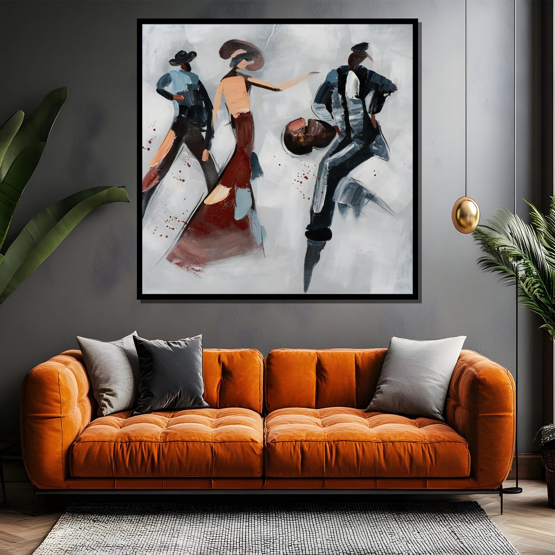 Abstract Faceless Flamenco Dancers With Red Splatter Art Poster - Image 4