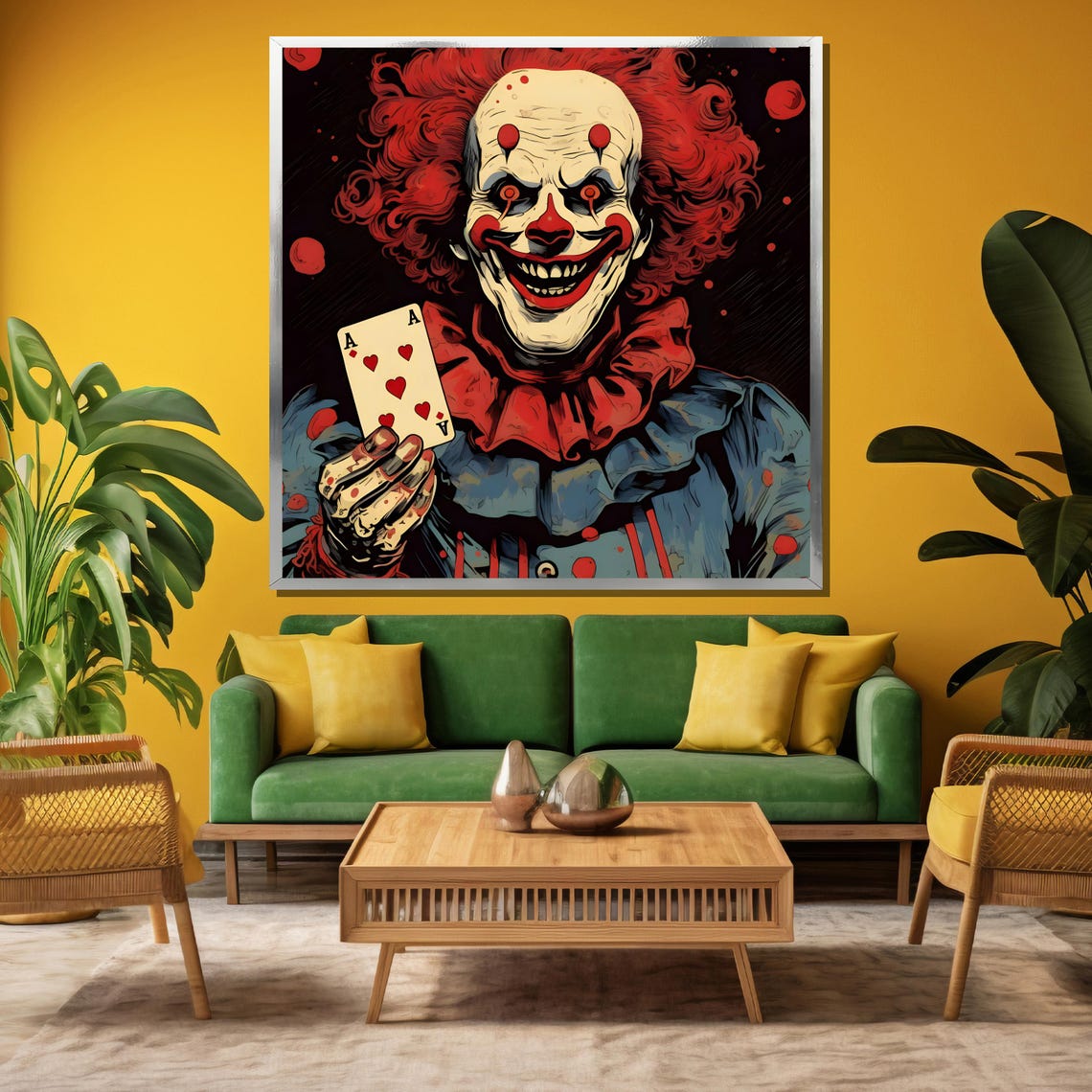 Sinister Clown Holding Ace Of Hearts Card Dark Horror Poster - Image 3