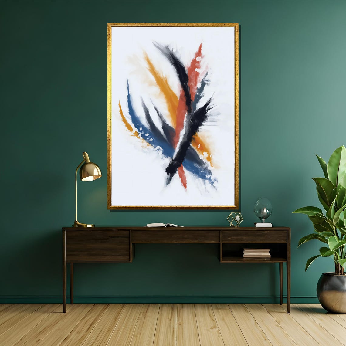 Dynamic Brushstroke Abstract White Background Modern Art Poster - Image 5