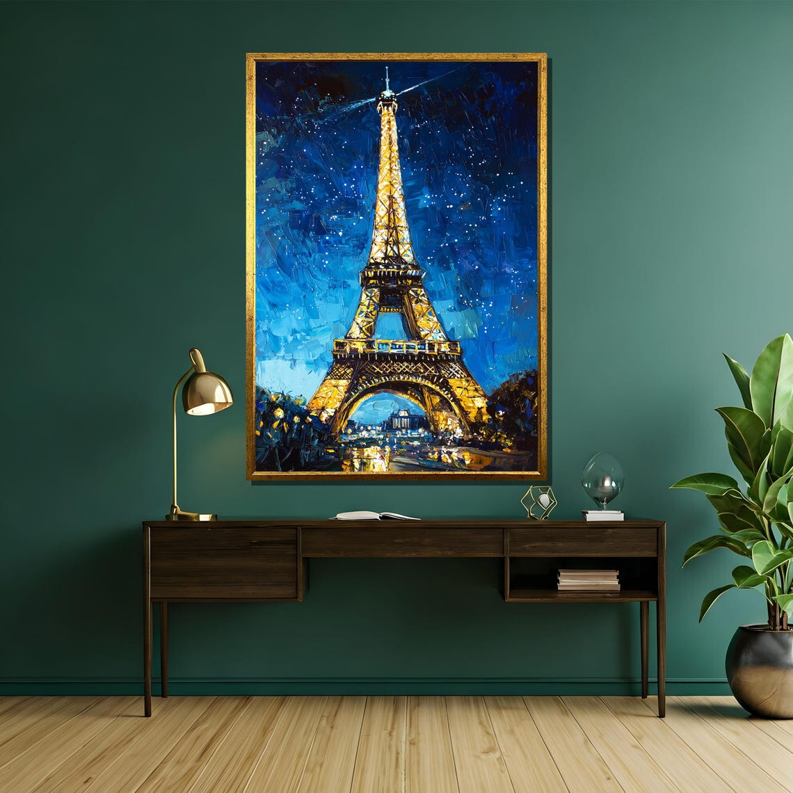 Eiffel Tower Illuminated At Night Under A Starry Blue Sky Poster - Image 5