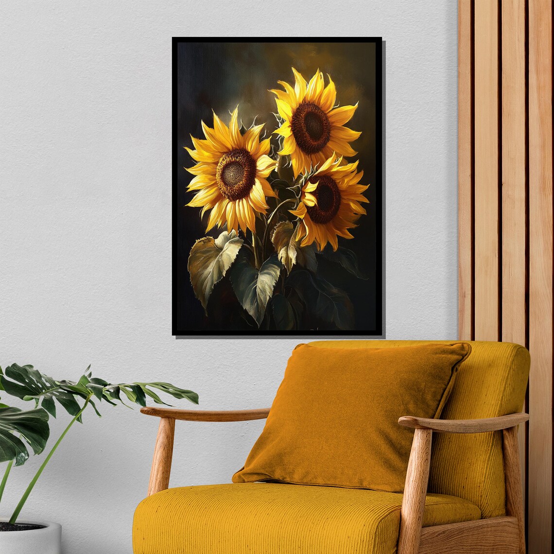 Sunflower Trio Art Print, Yellow Floral Nature Decor - Image 4
