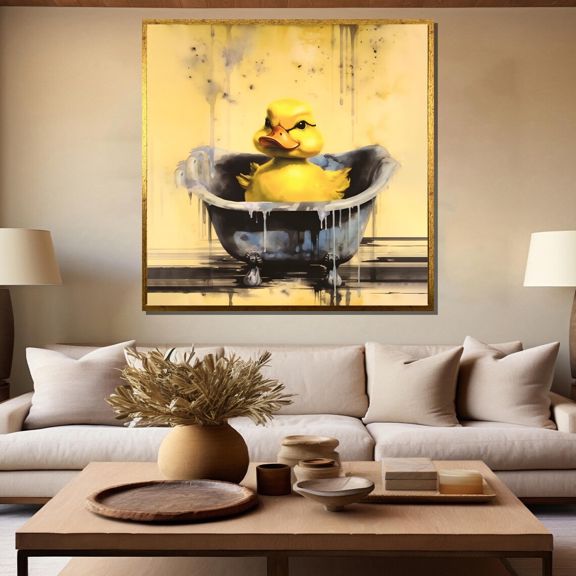Whimsical Duck in Bathtub Painting Wall Art - Image 5