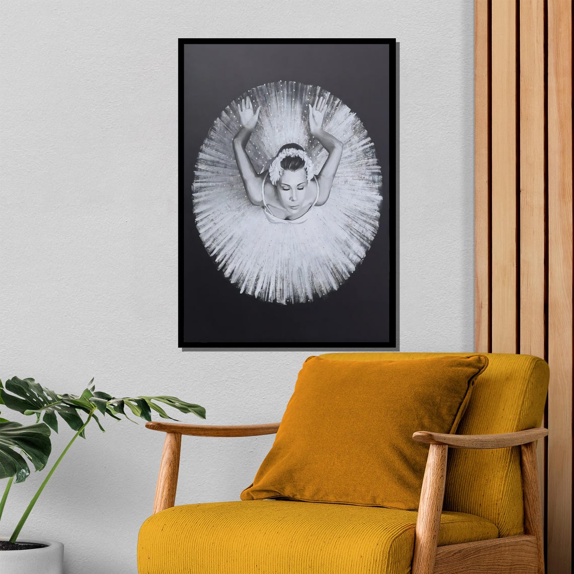 Graceful Ballet Dancer Painting Black And White Artistic Wall Decor Timeless Gift For Dance And Art Lovers - Image 4