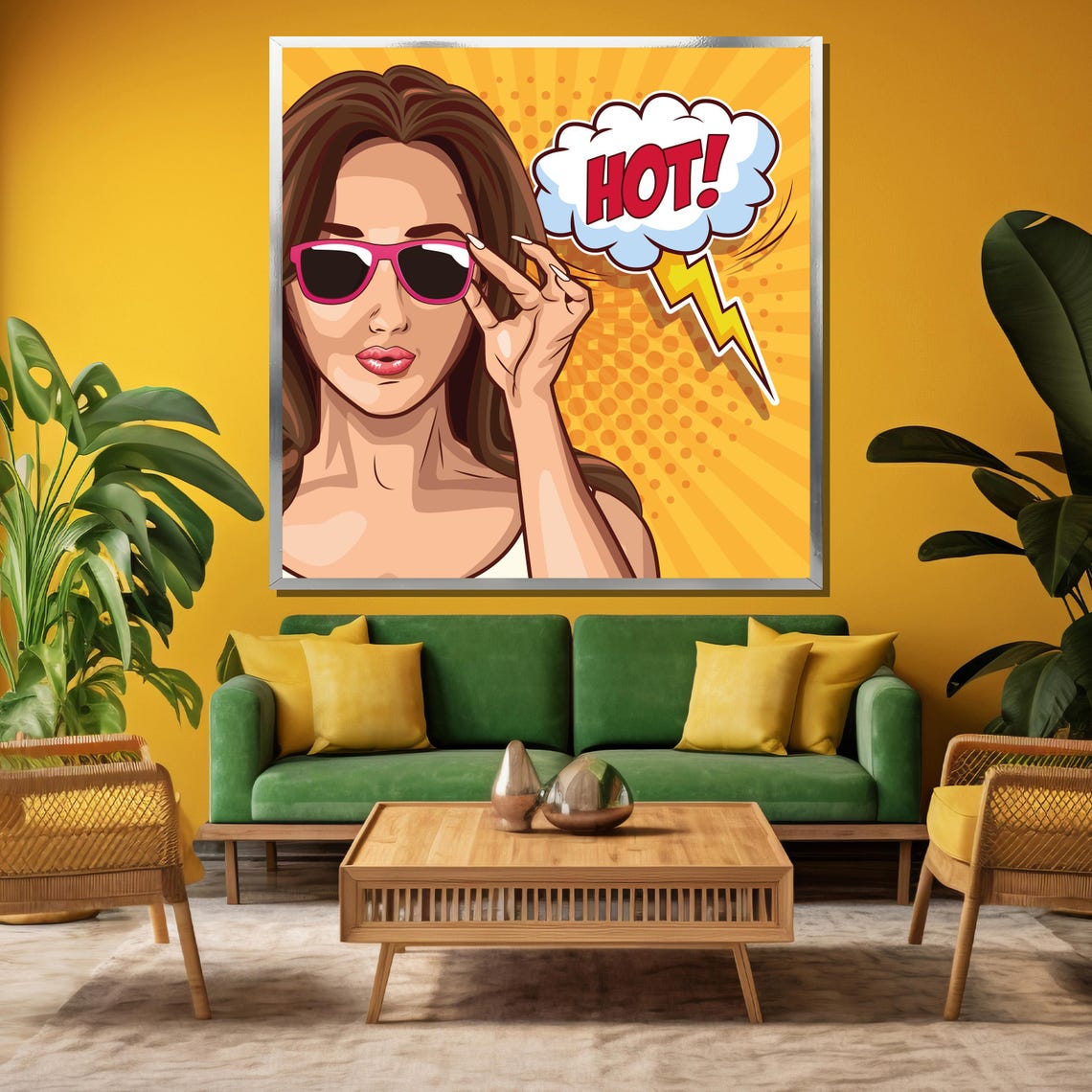 Pop Art Woman Hot Speech Bubble With Pink Sunglasses Style Poster - Image 3