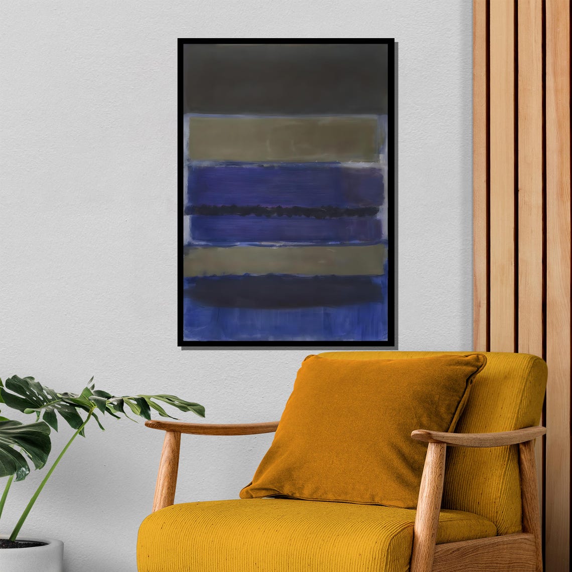 Rothko-Style Blue Gray Striped Color-Field Abstract Art Poster - Image 4