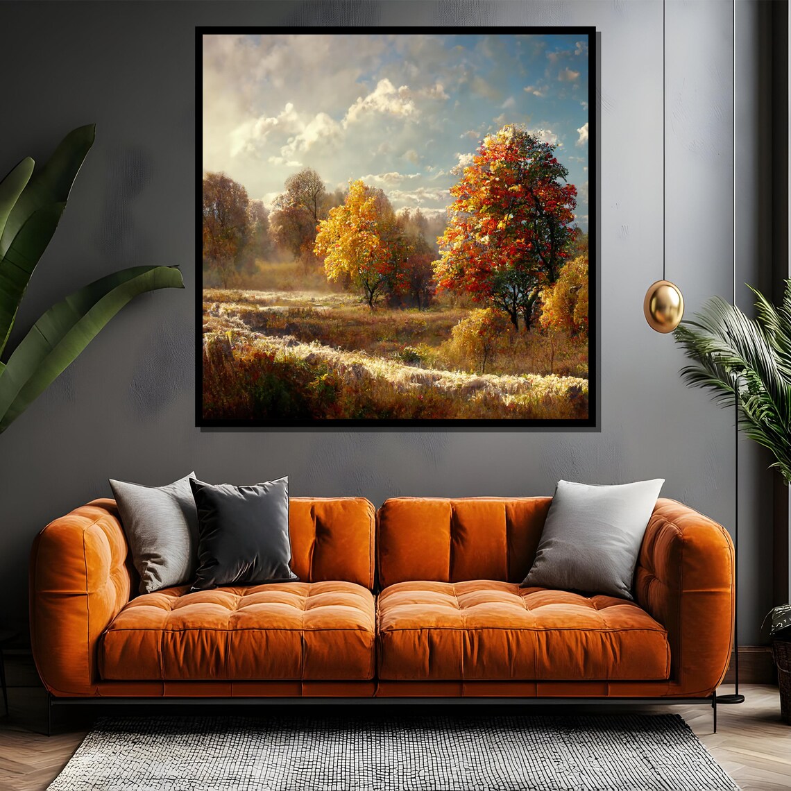Golden Autumn Forest Meadow Sunlight Serene Landscape Poster - Image 4