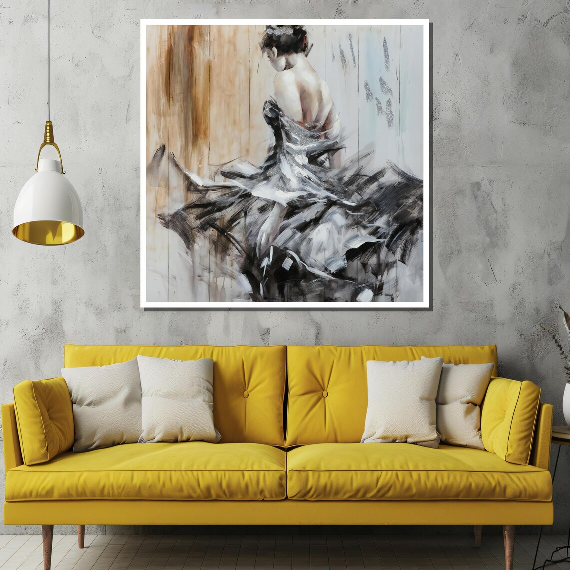 Abstract Monochrome Woman Figure Flowing Brushstroke Art Poster - Image 2
