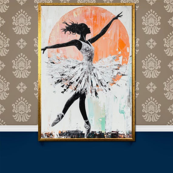 Abstract Ballet Dancer Painting Modern Wall Art Gift For Dance Lovers Artistic Home Decor Unique Ballerina Artwork