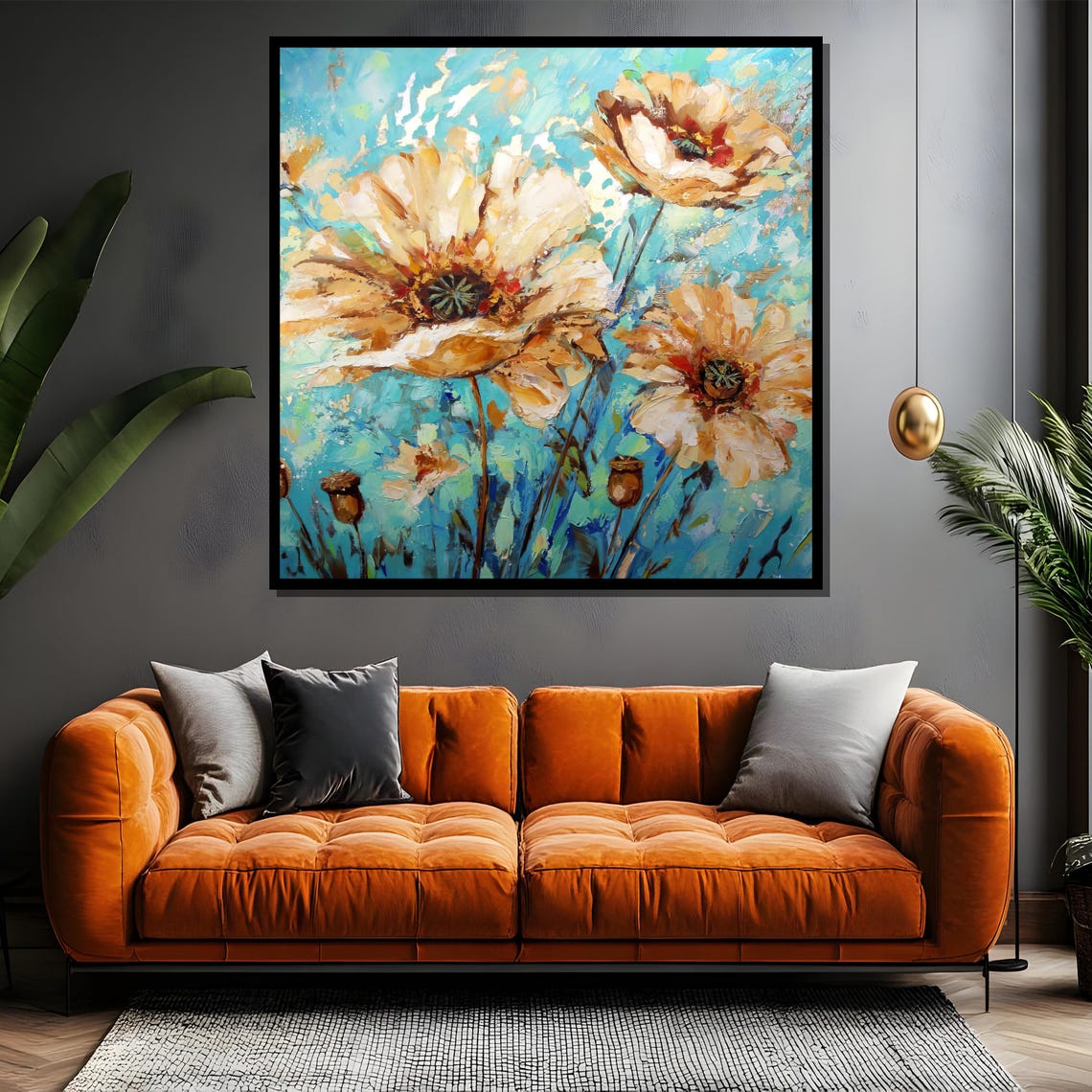 Hand Painted Wildflowers Against a Bright Blue Summer Sky Poster - Image 4