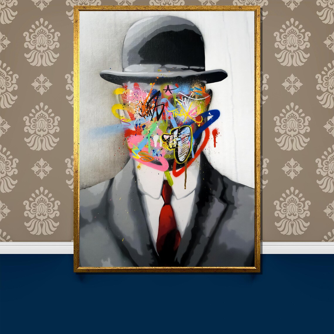 Modern Surreal Faceless Man Graffiti Art Print