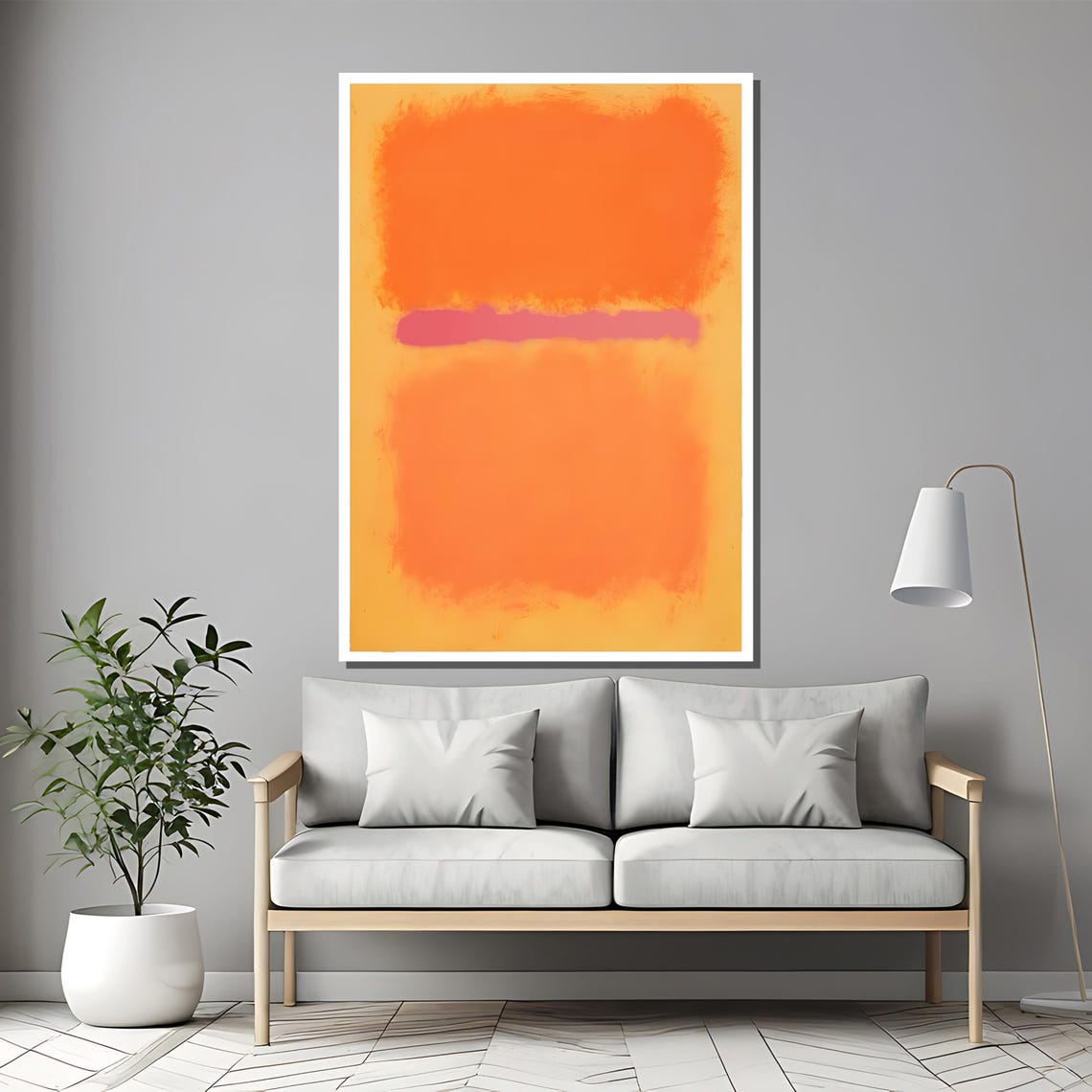 Orange and Pink Stripe Color Field Rothko Inspired Abstract Poster - Image 2