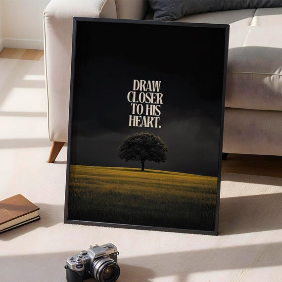 Draw Closer To His Heart Christian Bible Verse Art Print