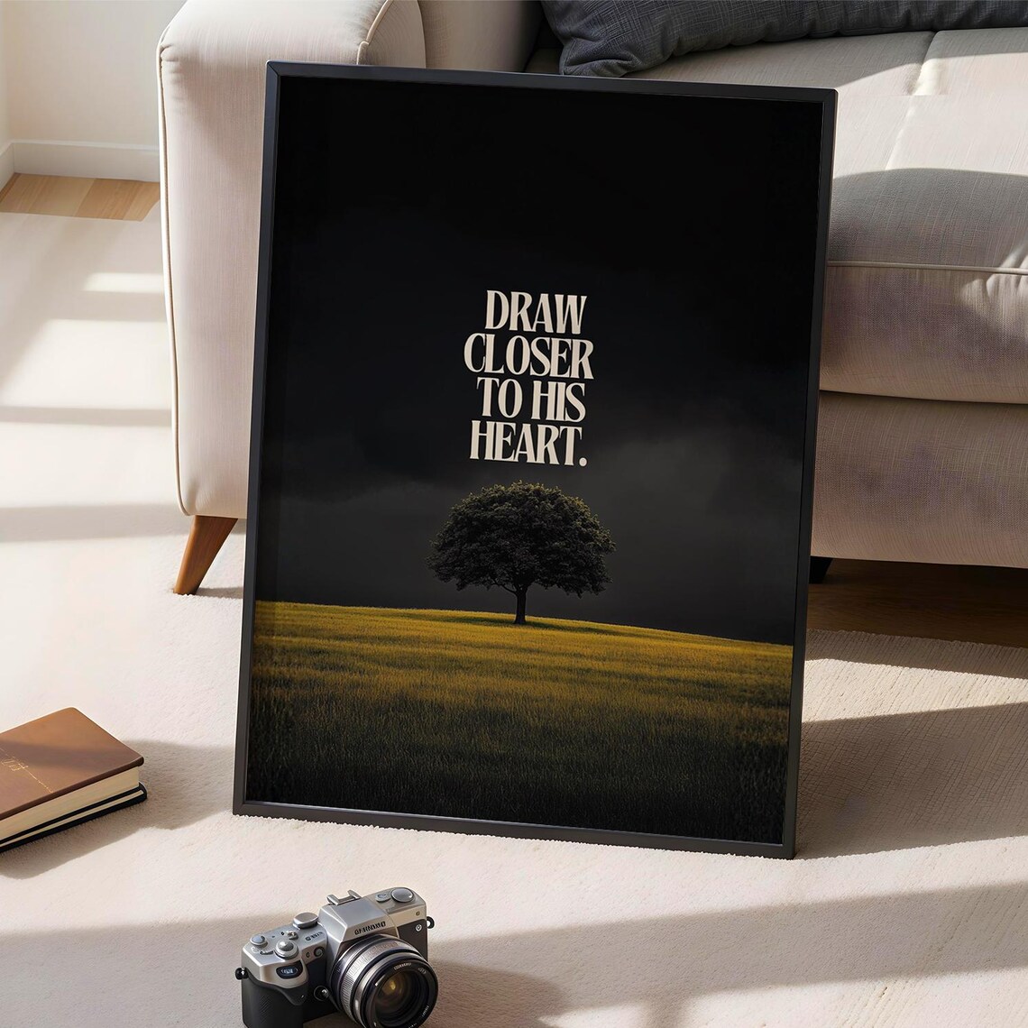 Draw Closer To His Heart Christian Bible Verse Art Print