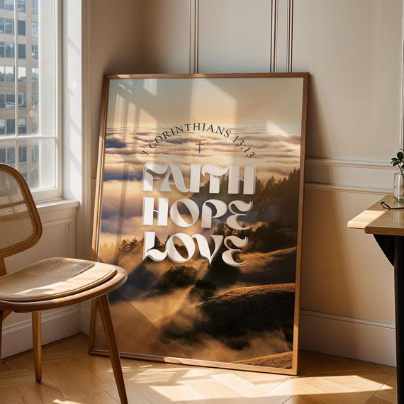 Faith Hope Love Christian Church Decor, Bible Verse