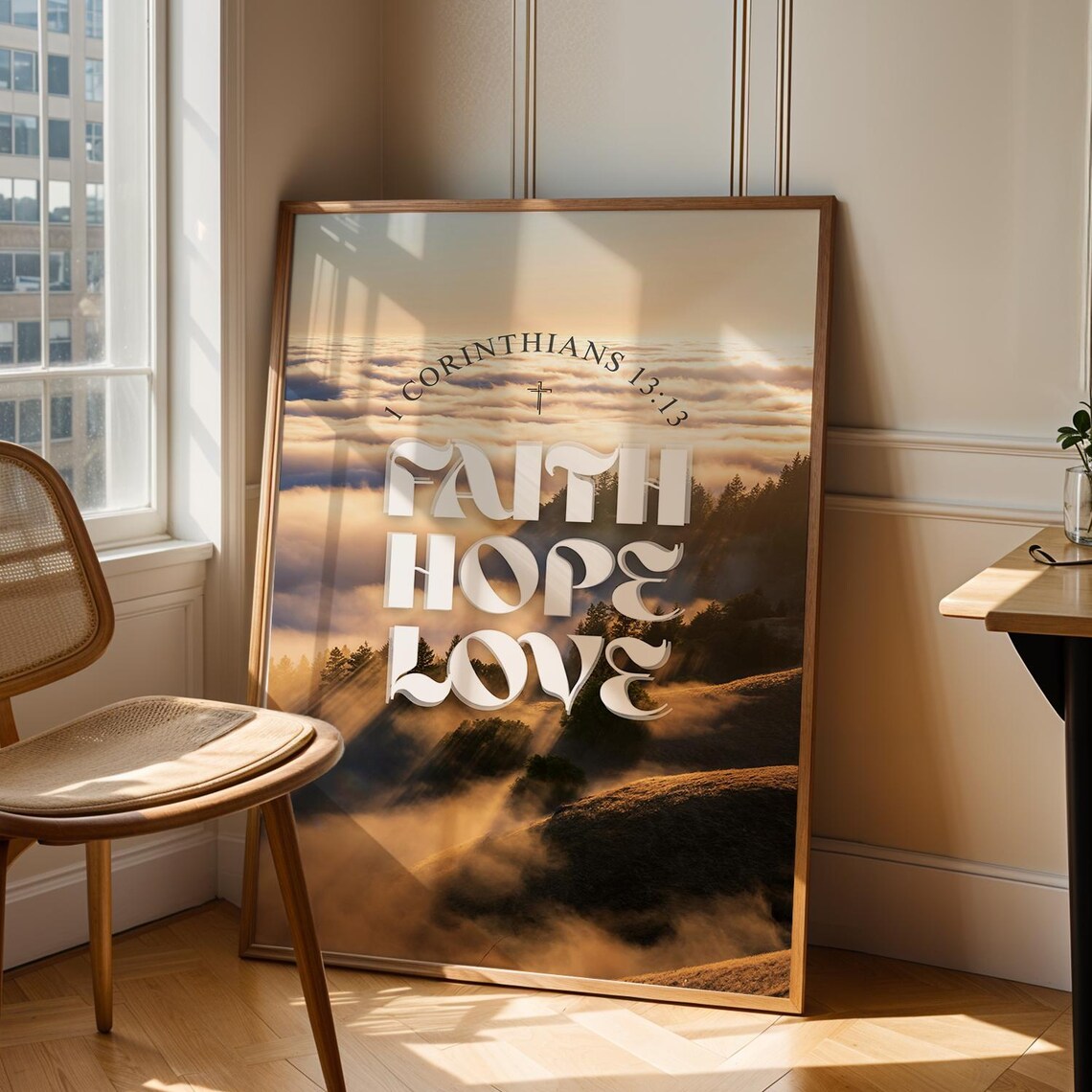 Faith Hope Love Christian Church Decor, Bible Verse