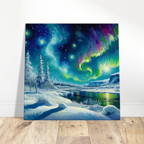 Aurora Winter Dreams In Van Gogh Swirls Oil Painting Print Impressionism Living Roombedroom Wall Prints Housewarming Gift