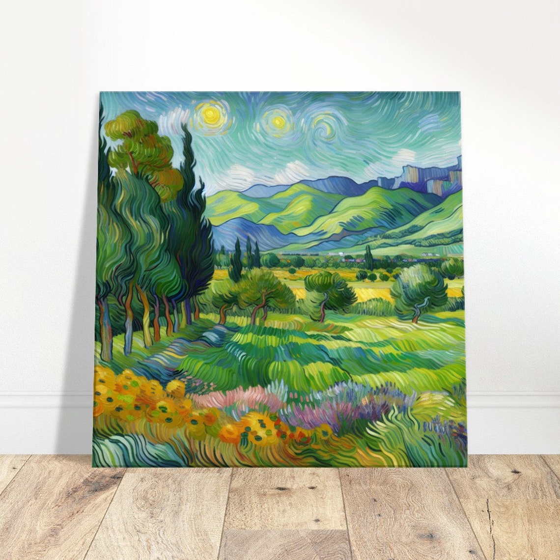 Emerald Expanse Van Gogh Style Oil Painting Print Impressionism Living Roombedroom Wall Prints Housewarming Gift - Image 4