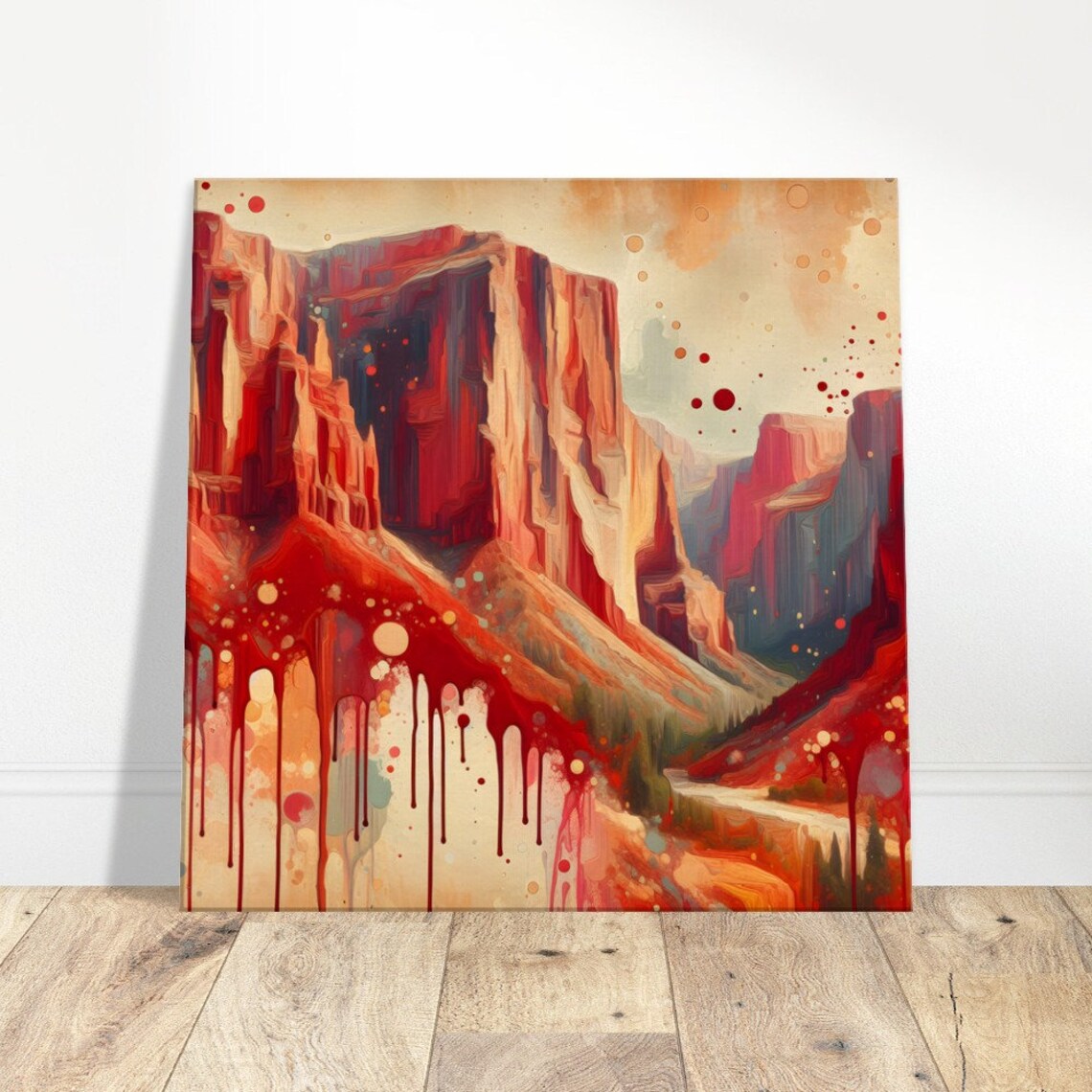 Crimson Cliffs, Impressionism Living Room Decor