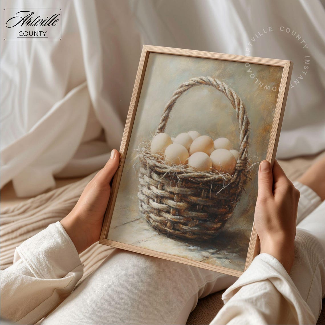 Basket Of Farm Fresh Eggs Rustic Kitchen Still Life Wall Poster - Image 3