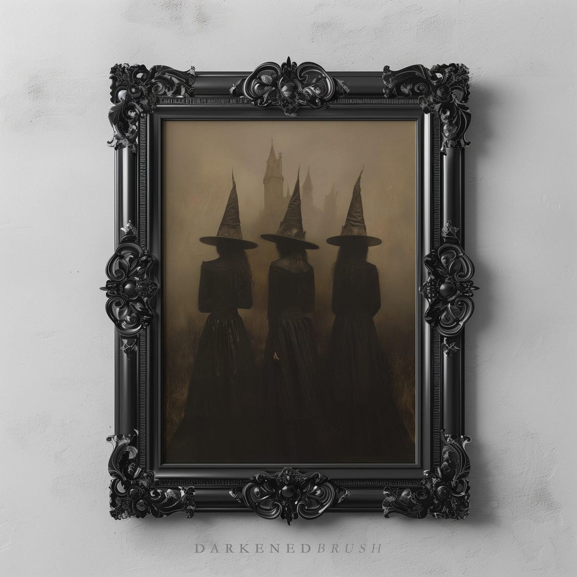 Gothic Witches Art Occult Poster Witchy Wall Dark Academia Print Oil Painting Pagan Dcor