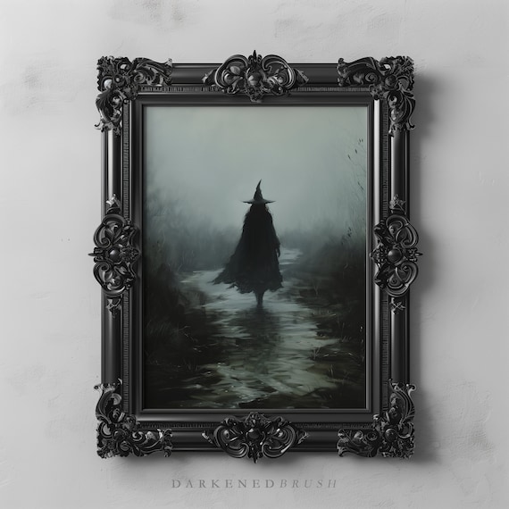Dark Witch Wall Art Occult Poster Oil Painting Academia Goth Aesthetics Vintage Pagan Decor Moody