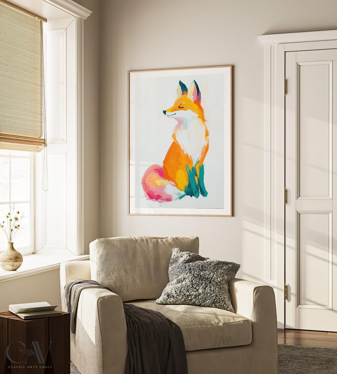 Serene Fox Profile Colorful Abstract Modern Wildlife Animal Poster - Image 3