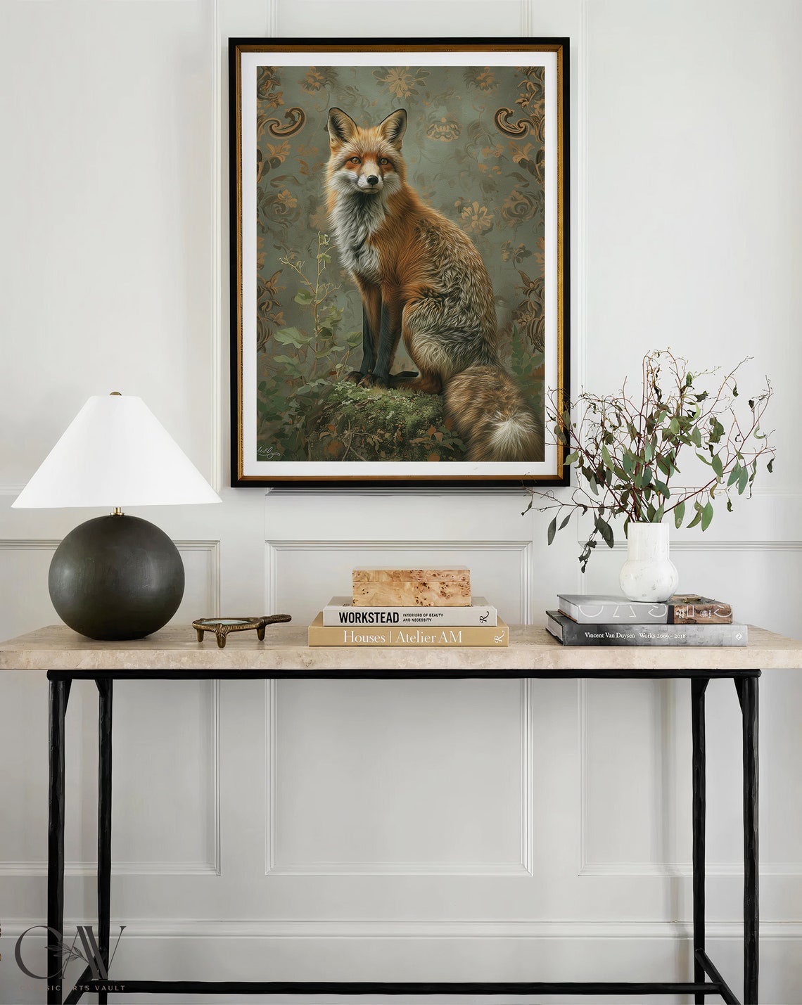 Red Fox Botanical Oil Painting Vintage Rustic Wildlife Poster - Image 4