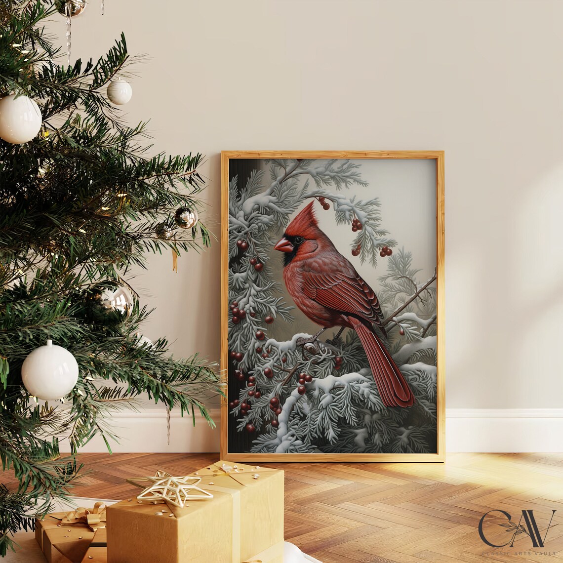 William Morris Inspired Cardinal Bird Art Print - Image 4