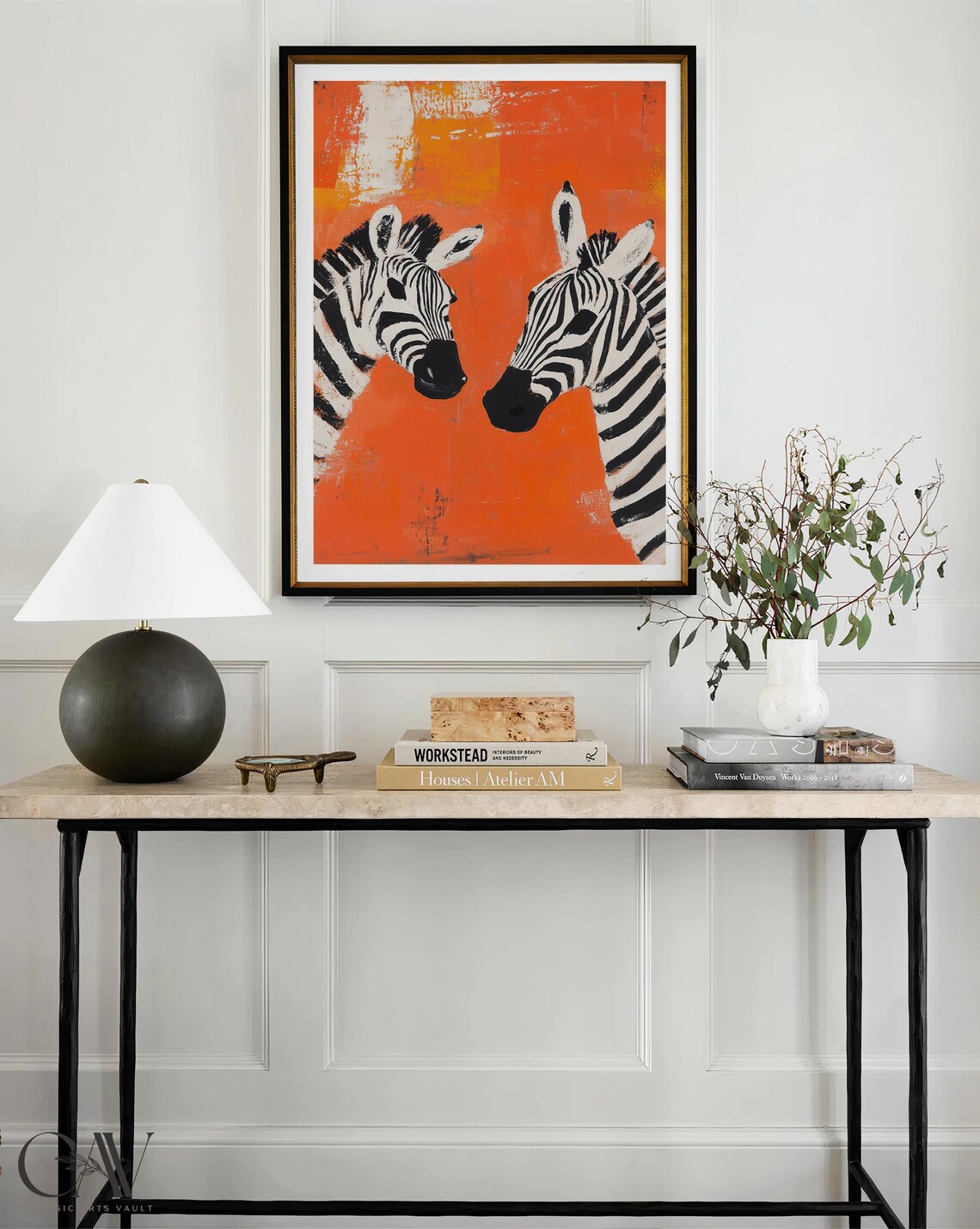 Zebra Pair Maximalist Eclectic Animal Portrait Print - Image 4
