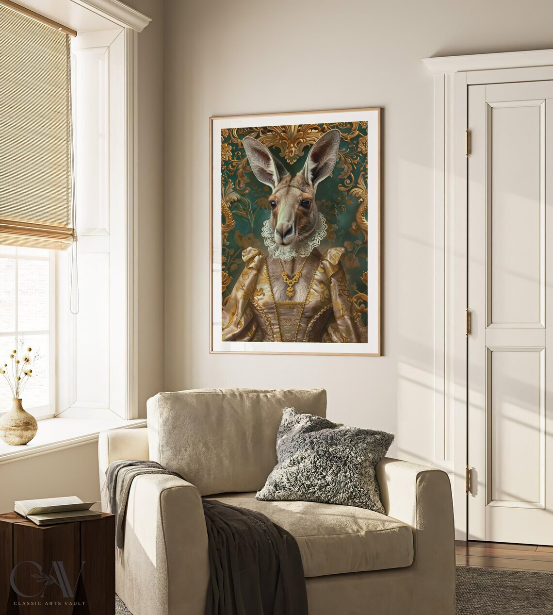 Royal Kangaroo Renaissance Portrait Regal Animal Painting Wall Art - Image 3