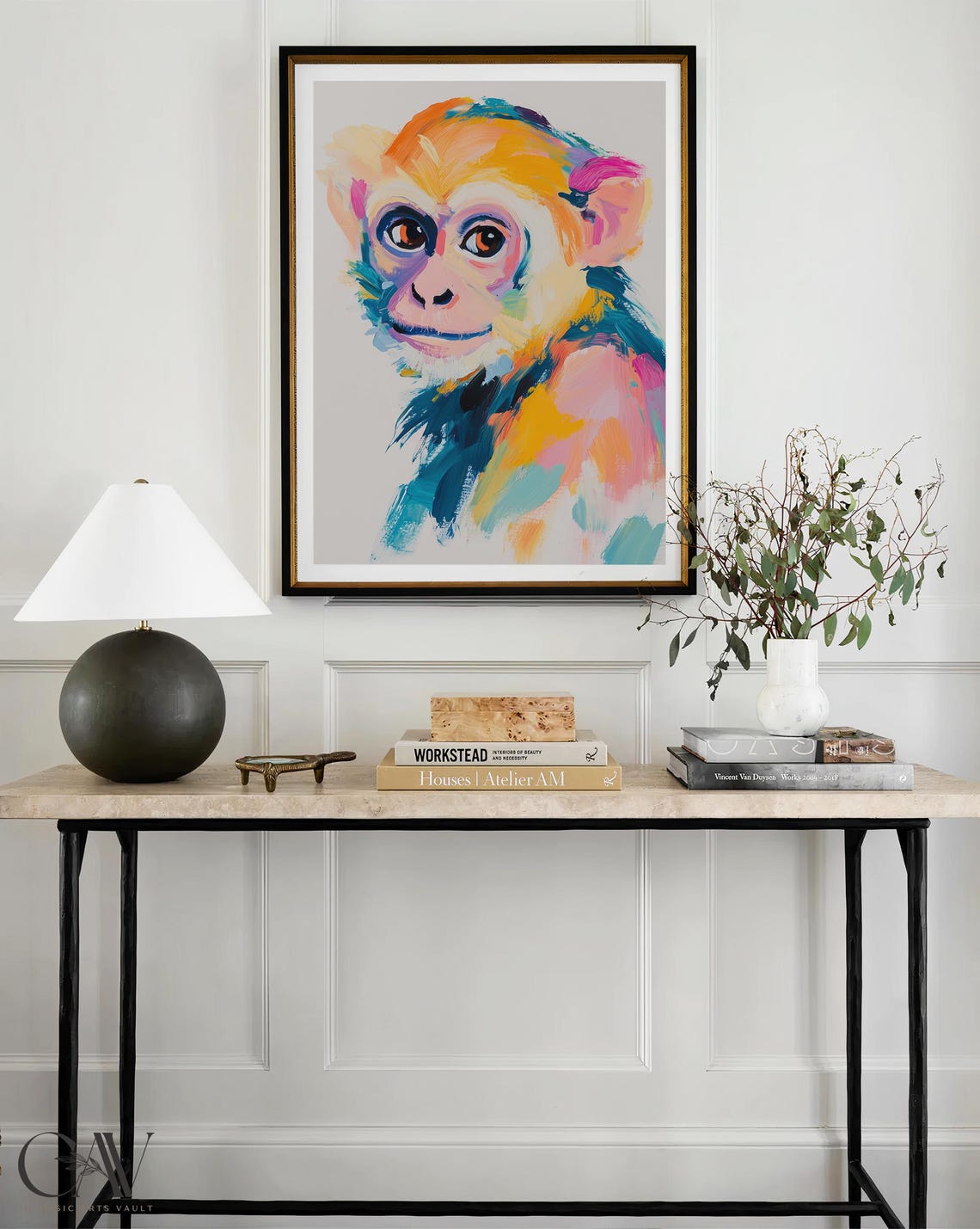 Monkey Colorful Brushstroke Portrait Nursery Kids Room Wall Art - Image 4