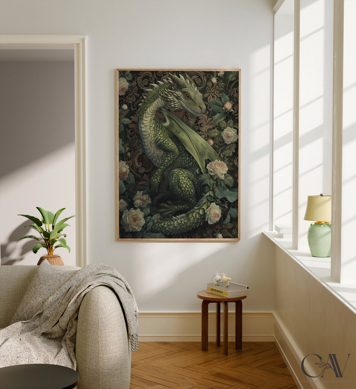 William Morris Inspired Dragon Art Print - Image 2