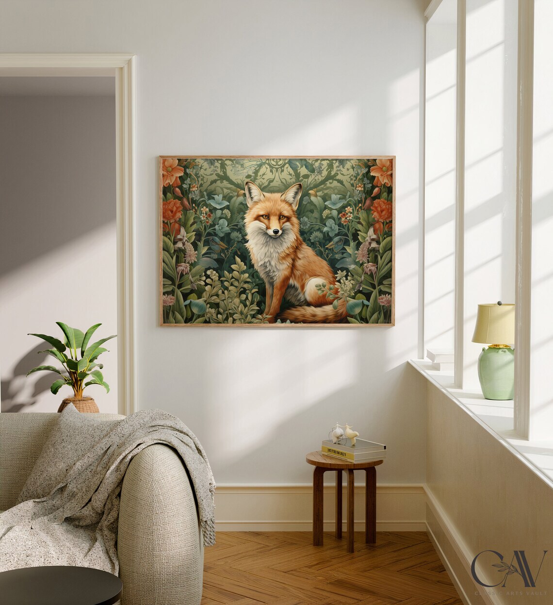 William Morris Inspired Fox Art Print, Rustic Farmhouse - Image 2