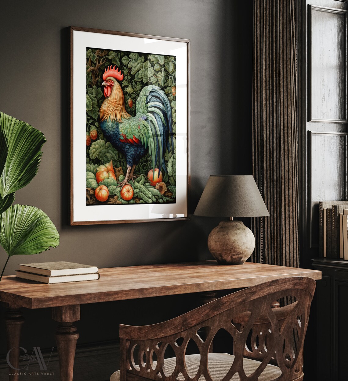 William Morris Inspired Chicken Rooster Art Print