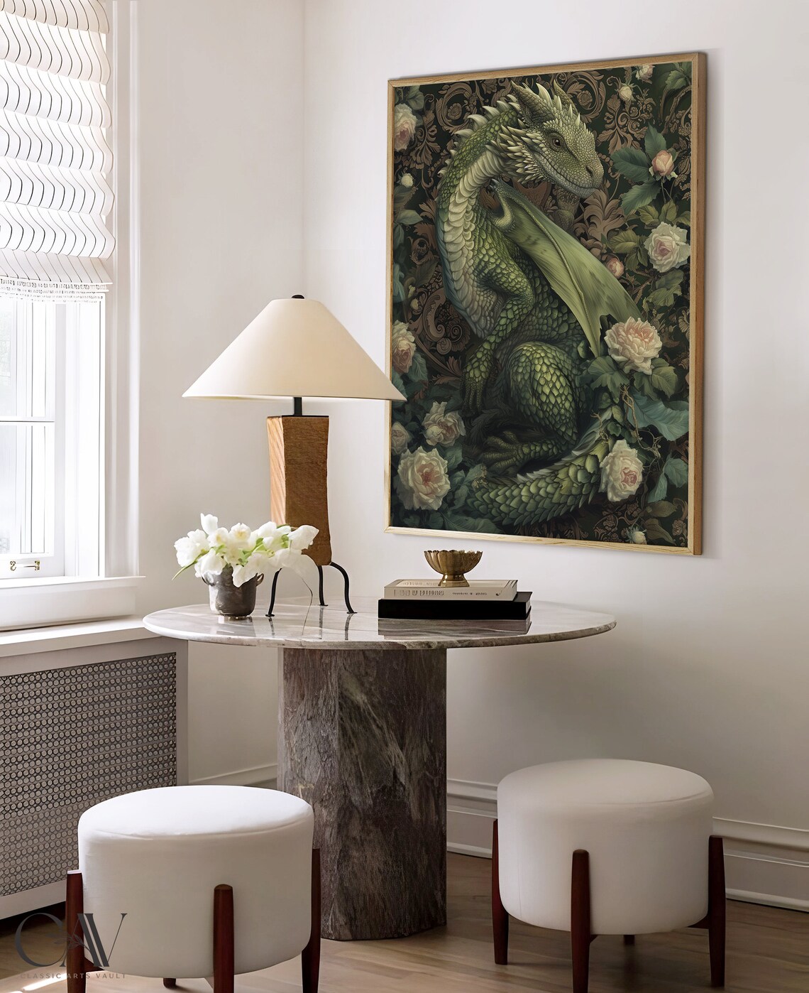William Morris Inspired Dragon Art Print - Image 4