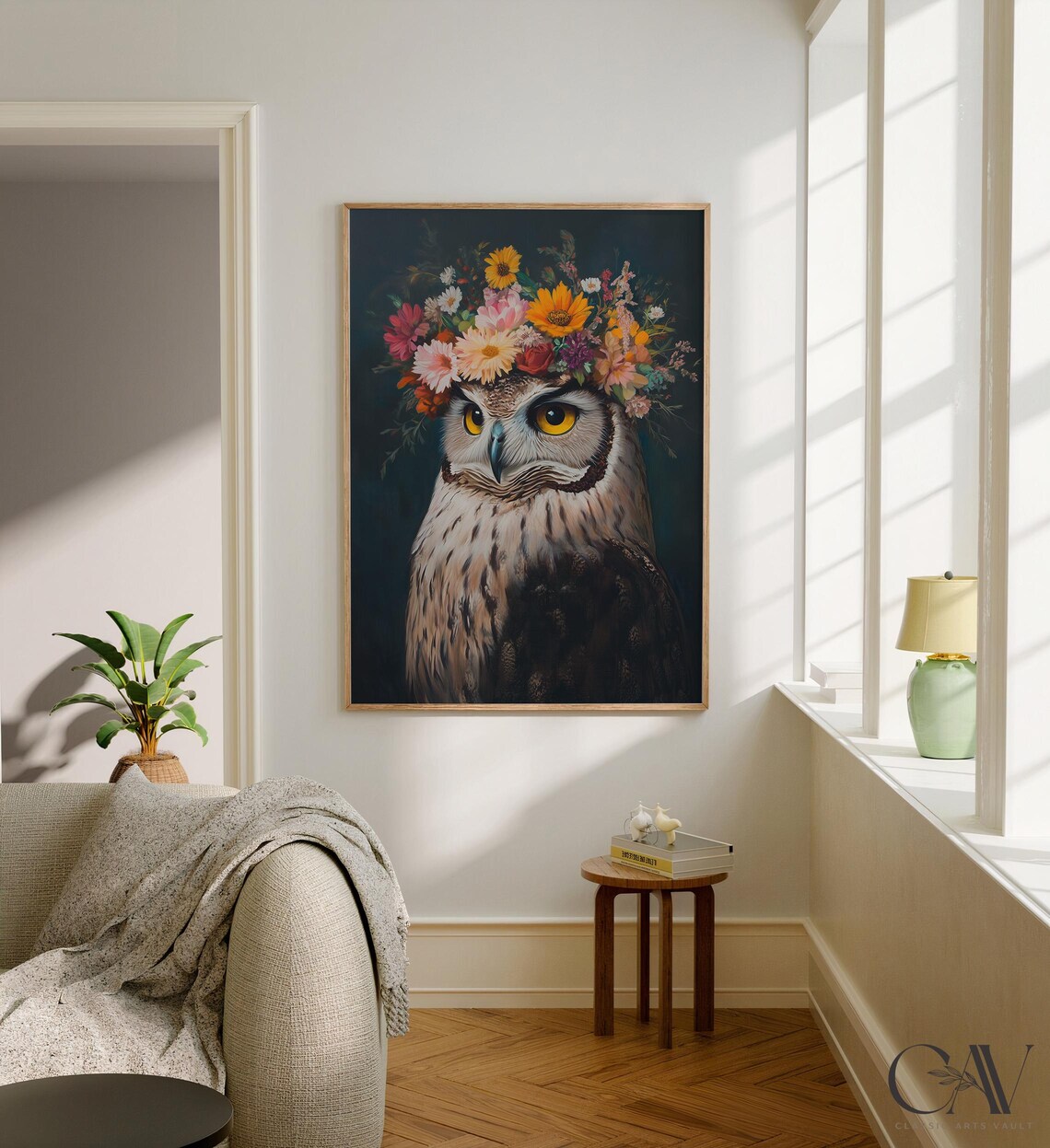 Owl Maximalist Eclectic Animal Portrait Art Print - Image 2