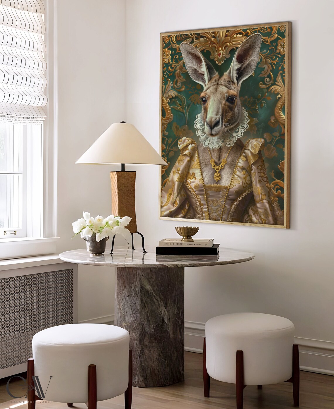 Royal Kangaroo Renaissance Portrait Regal Animal Painting Wall Art - Image 4