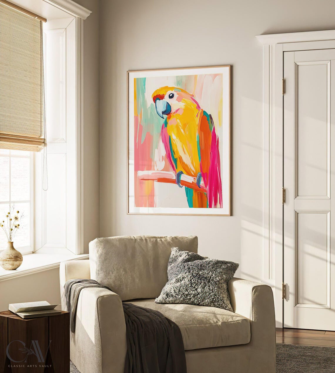 Parrot Colorful Brushstroke Portrait Vibrant Macaw Bird Wall Art - Image 3