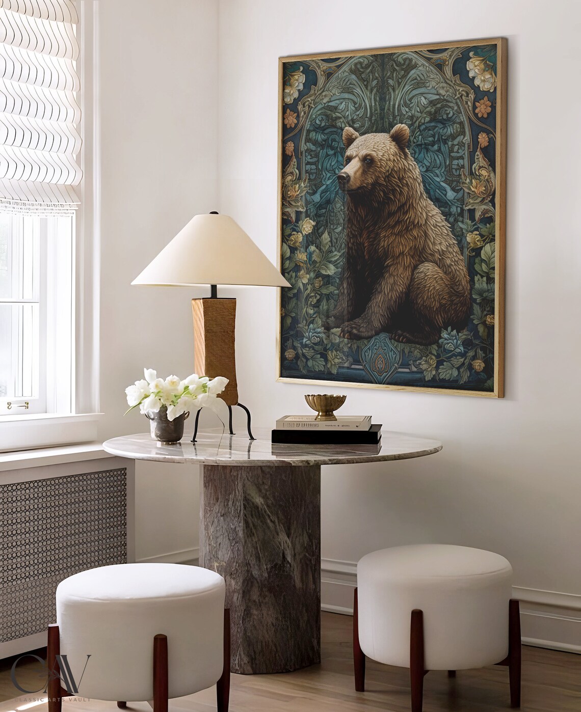 William Morris-Inspired Brown Bear Art Print - Image 2