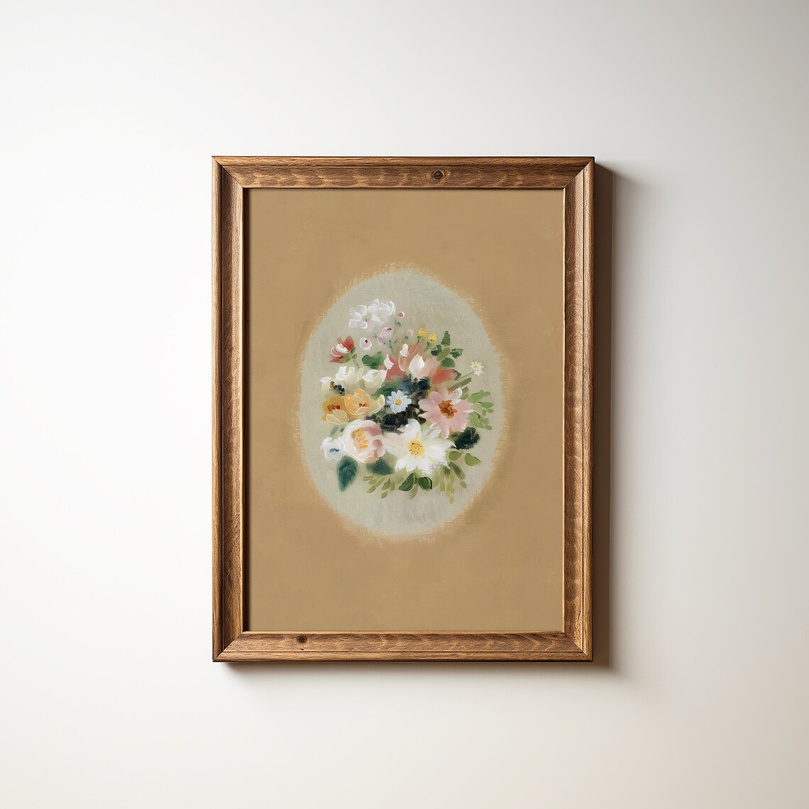 Soft Muted Botanical Art Print, Neutral Cottage Core Decor