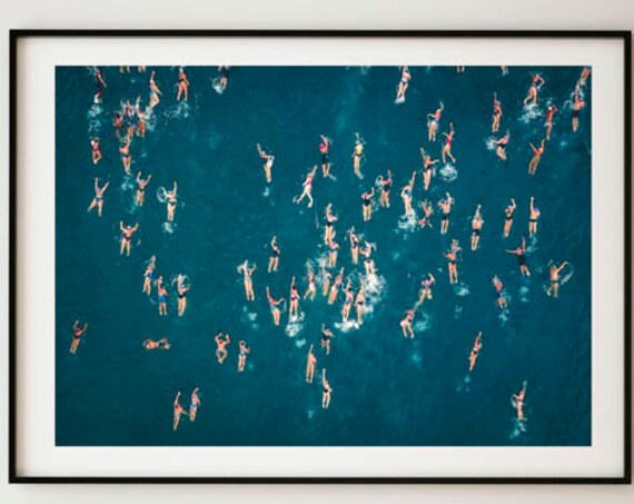 Abstract Ocean Swimming Art Print, Minimal Decor