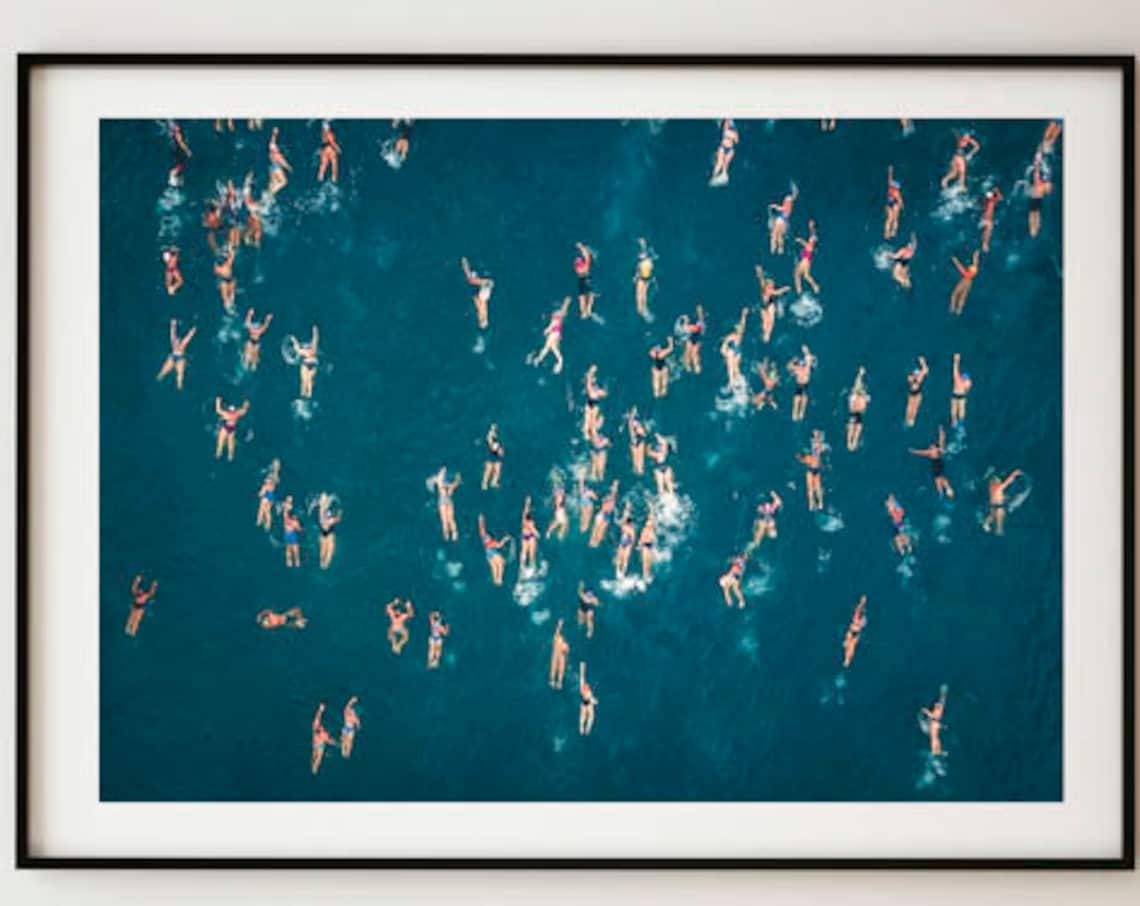 Swimming Ocean Photography Art Print, Blue Water